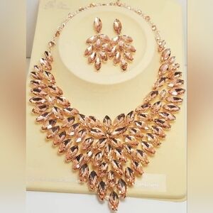 Radiant Rose Gold Necklace and Earring Set